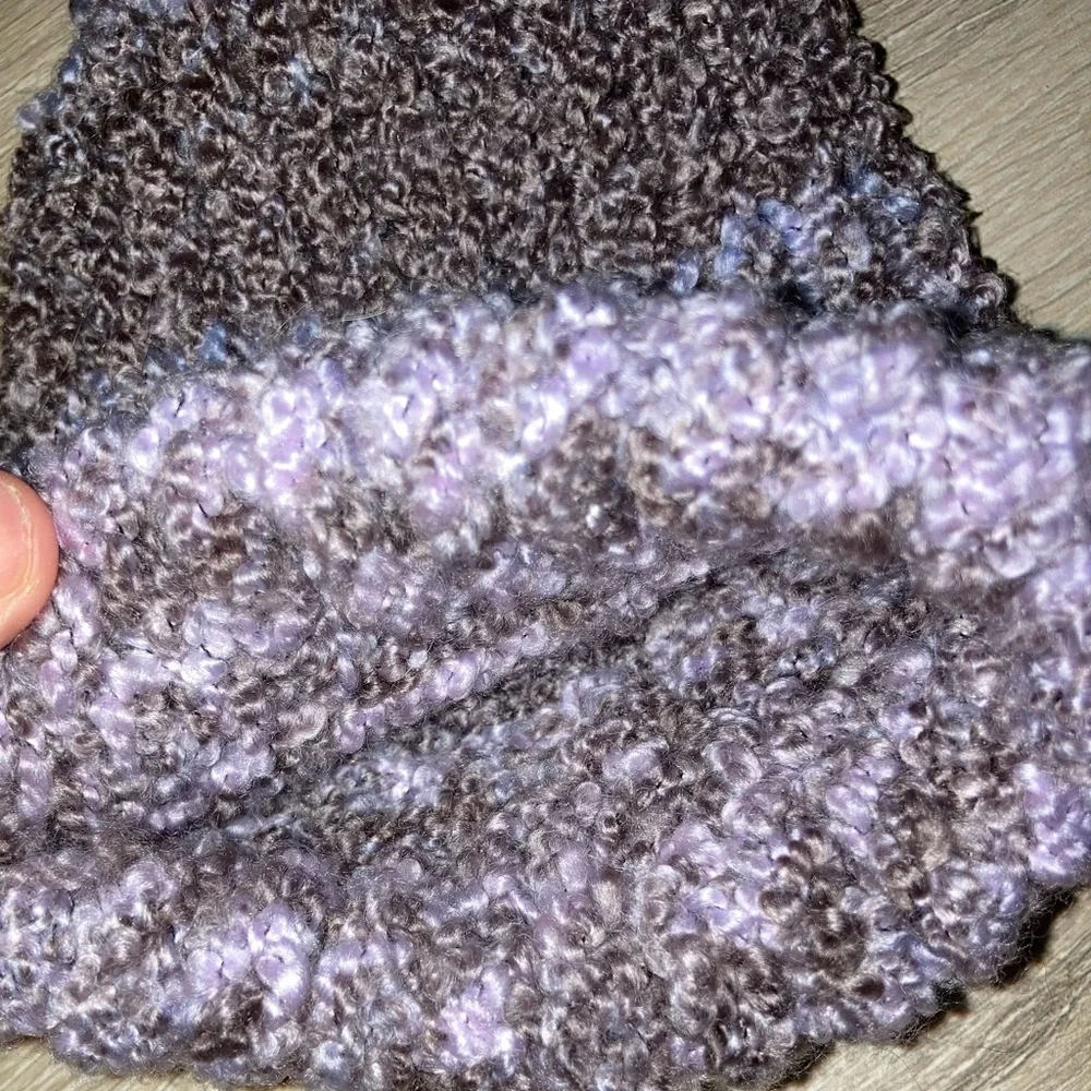 HANDMADE cozy infant knit beanie hat in brown and lavender